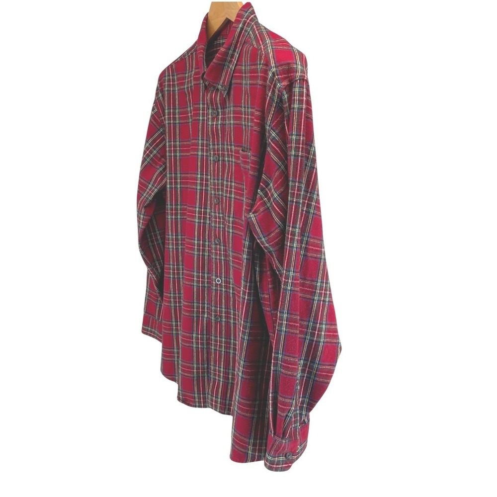 LL Bean Mens XL Red Plaid Flannel Shirt Long Sleeve Button Down Cotton 228061 - Picture 3 of 11
